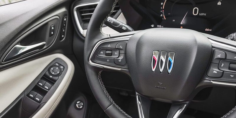Close up of buick logo on steering wheel